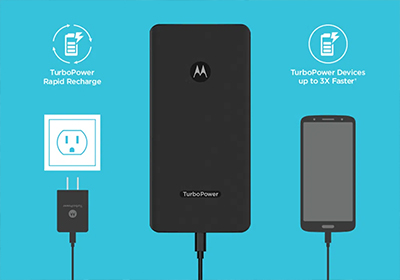 TurboPower charge and recharge at up to 18W through the USB-C port or USB-A port.