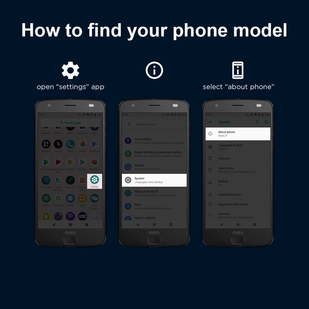 find your phone model
